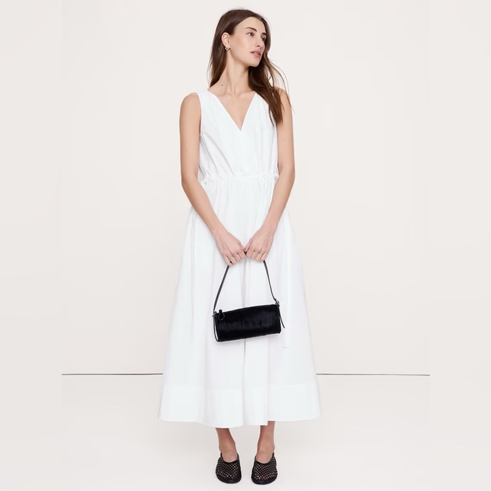 NWT! Banana Republic White Twisted Shoulder Poplin Maxi Dress - Size XXL 🖊️
